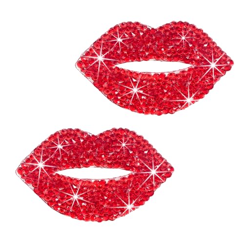 YTFRL 2PCS Rhinestone Car Stickers Bling Crystal Red Lip Auto Sticker SelfAdhesive Decal Glitter Diamond Decorative Decal for Vehicle Window Laptop Luggage Car Accessories - Image 1