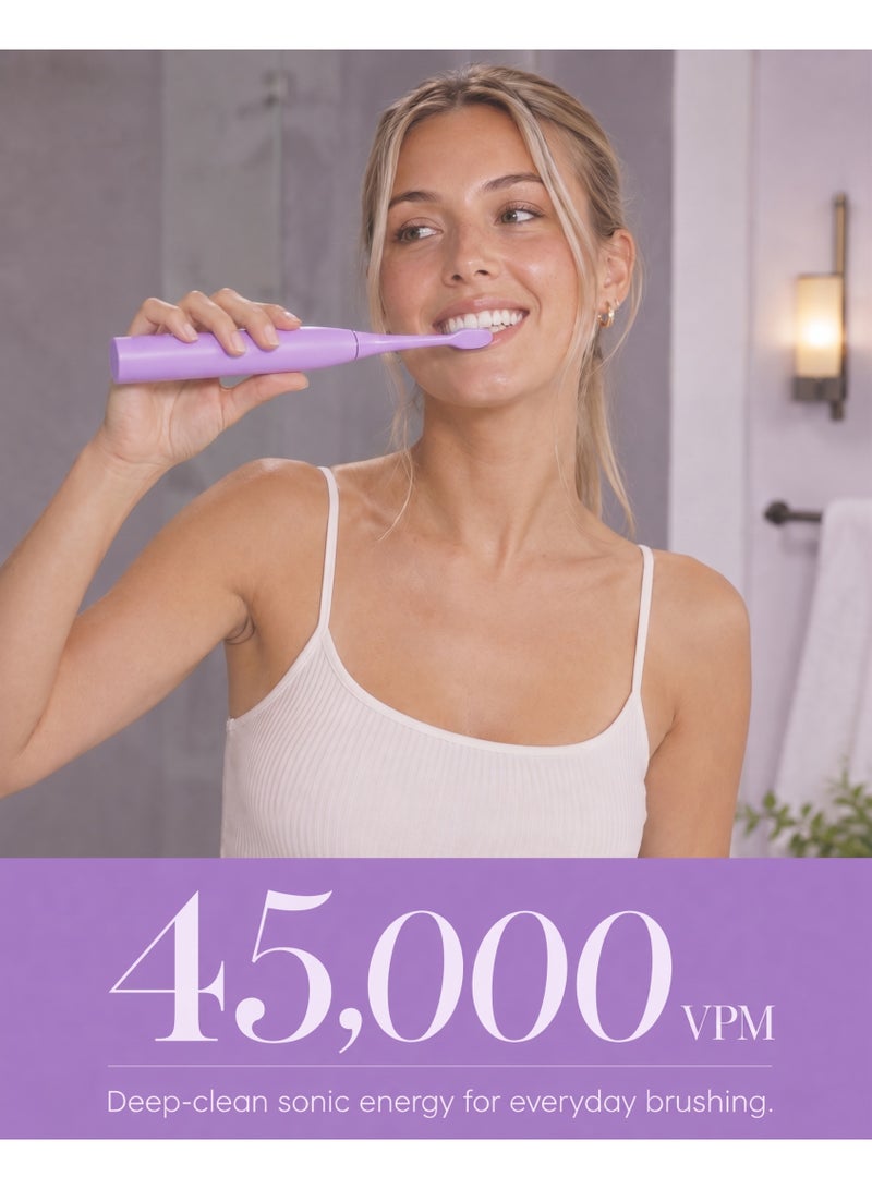 MySmile DY156 Electric Toothbrush for Adults, Rechargeable Sonic Battery Toothbrush Portable with 3 Brush Heads, 2 Mins 5 Modes Smart Timer, 45000VPM, One Charge for 60 Days (Black, M) & MySmile DY156 Electric Toothbrush for Adults, Rechargeable Sonic Battery Toothbrush Portable with 3 Brush Heads, 2 Mins 5 Modes Smart Timer, 45000VPM, One Charge for 60 Days (Purple, M) Bundle - Image 5