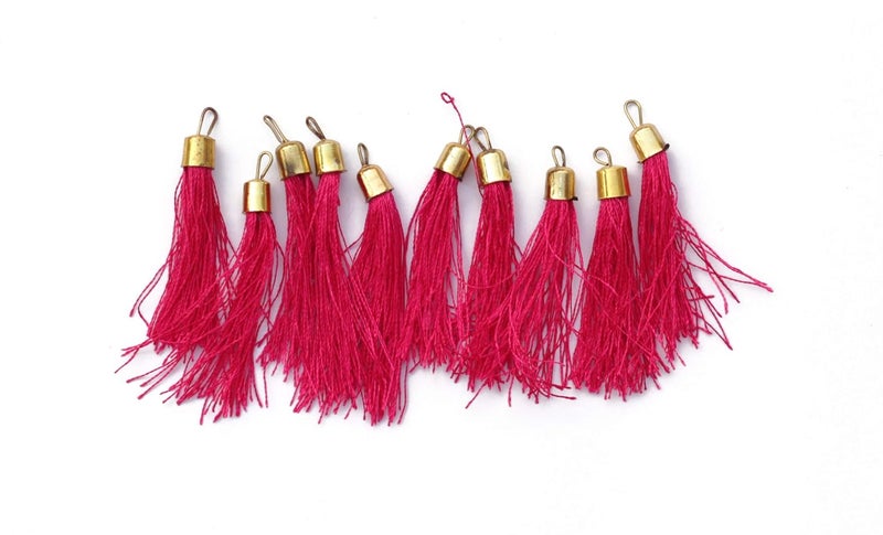 N NAYAB Sei Bella Resham Thread TasselsFringe Combo Pack for Craft Material Suits Earring Jewellery Making Bohemian Look Anarkali Saree Blouse Dupatta 50 Pieces Pack Rani Pink