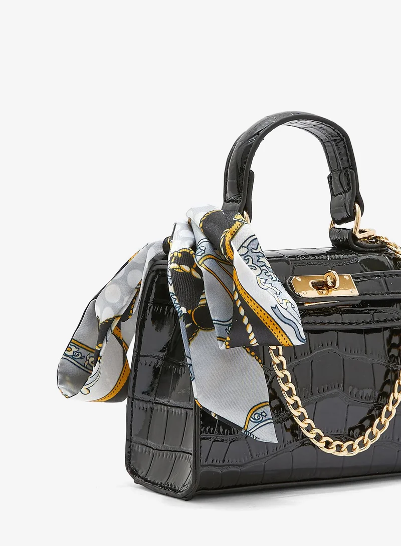 Ella black Mini Handbag with Scarf Detail for Women | Best Price UAE