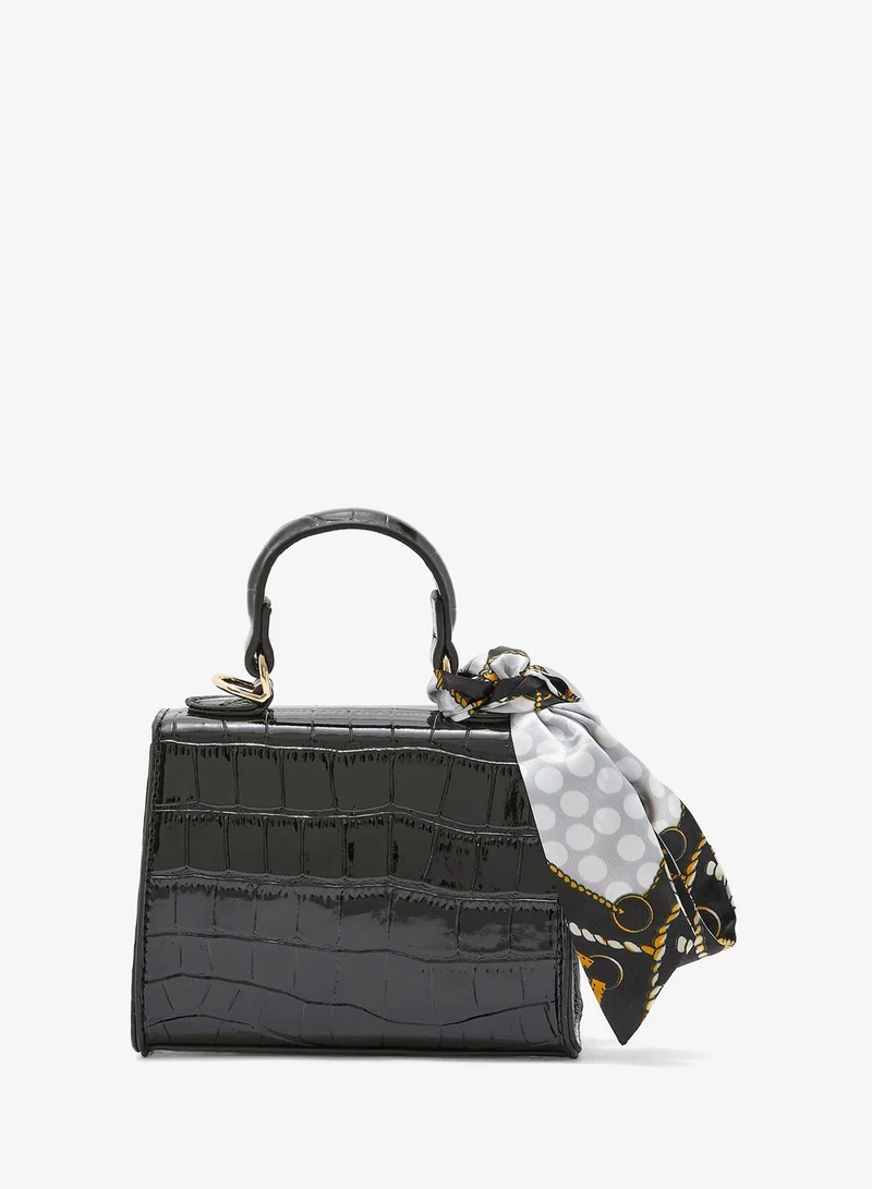 Ella black Mini Handbag with Scarf Detail for Women | Best Price UAE
