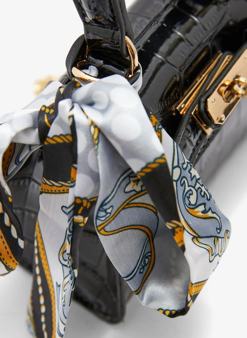 Ella black Mini Handbag with Scarf Detail for Women | Best Price UAE