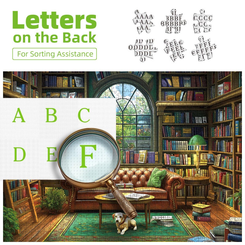 Blueforest Reading Room 1000 Piece Puzzle for Adults Unique Book Room Puzzles for Adults 1000 Pieces Library Bookshelf Jigsaw Puzzles 1000 Pieces Family Challenging Puzzle (27.5"x19.6") - Image 3