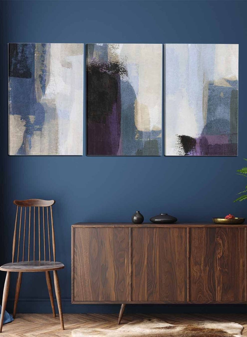 لوحة طقم من ٣ لوحات كانفاس على إطار خشبي، تصميم رسم تجريدي ملون، للمنزل، غرفة المعيشة، المكتب، الديكور - Image 2