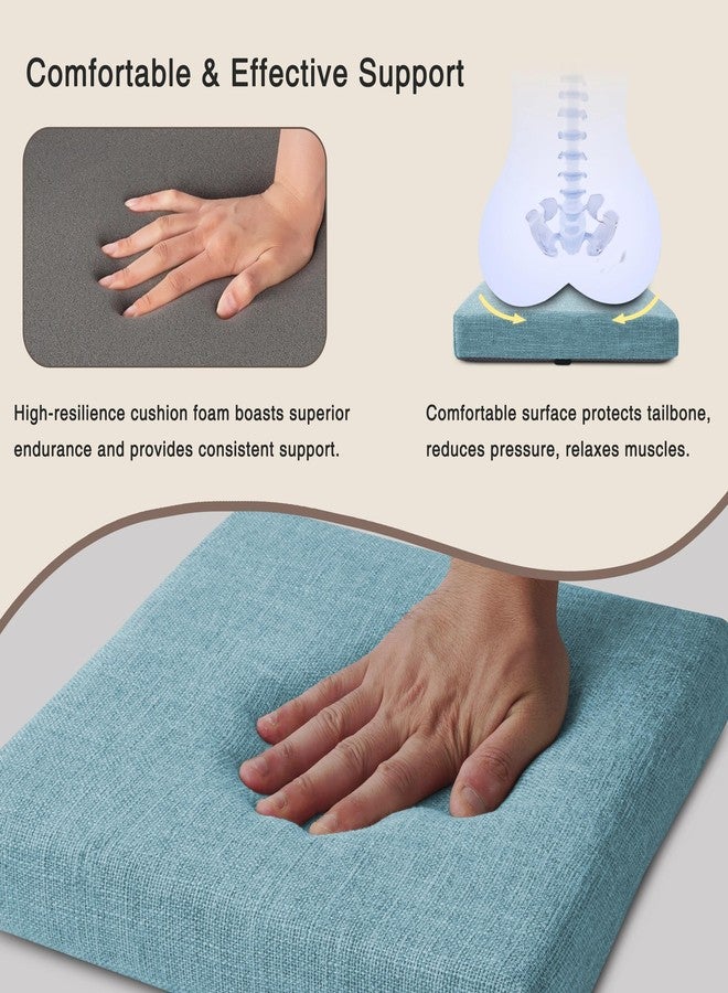 OVOV Set of 6 Bar Stool Cushions Square Non-Slip Cushions for Bar Stools with Ties Small Seat Pads with Washable Cover 12" x 12" (Light Blue) - Image 5