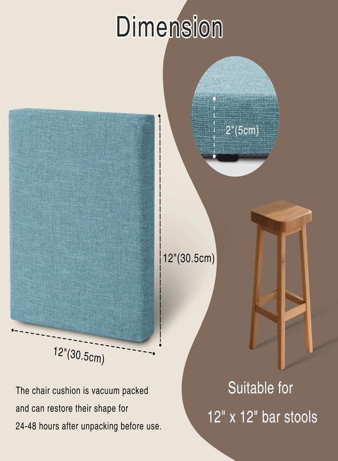 OVOV Set of 6 Bar Stool Cushions Square Non-Slip Cushions for Bar Stools with Ties Small Seat Pads with Washable Cover 12" x 12" (Light Blue) - Image 2