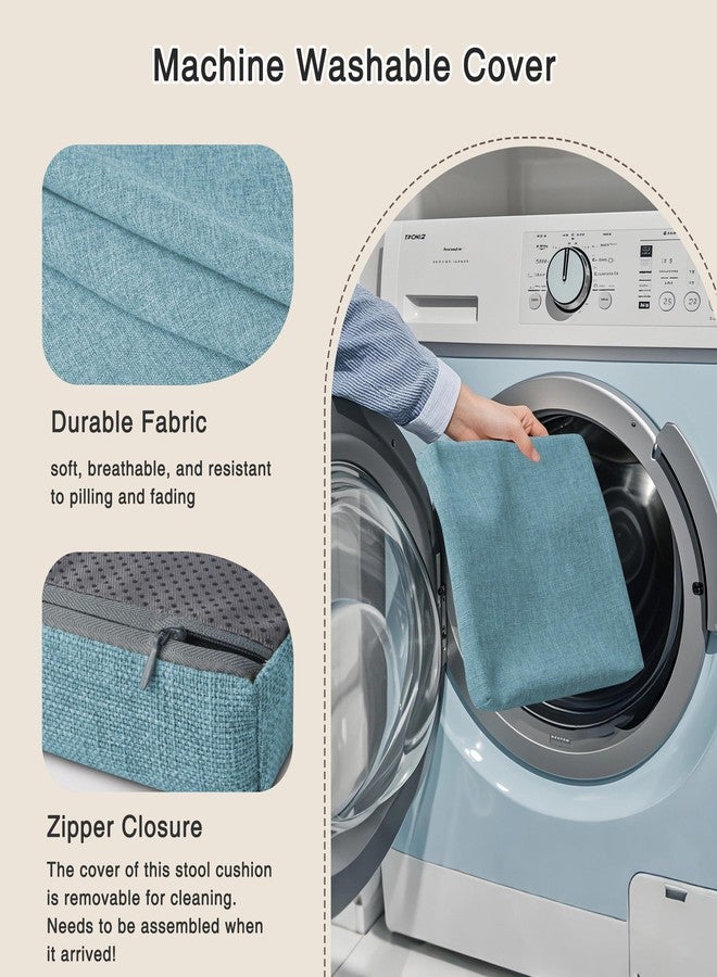 OVOV Set of 6 Bar Stool Cushions Square Non-Slip Cushions for Bar Stools with Ties Small Seat Pads with Washable Cover 12" x 12" (Light Blue) - Image 4
