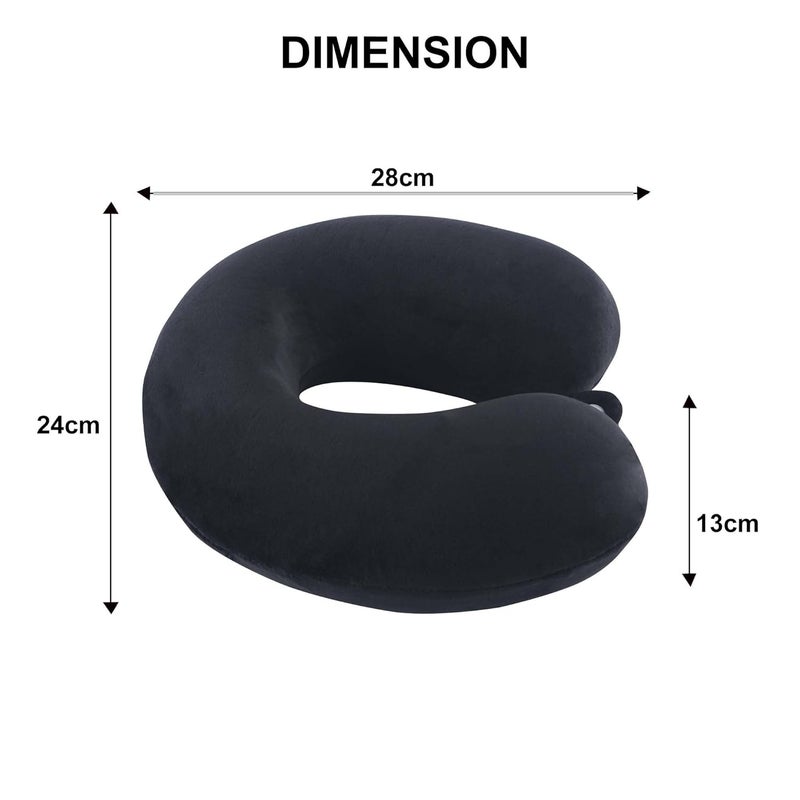 Kuber Industries Kuber Industries Pack of 4 UShaped Memory Foam Neck Pillow for Flight Travel Train with Press Button Portable Travelling Pillow Ideal for Long Journey Relaxation JR1BLK Black  - Image 3
