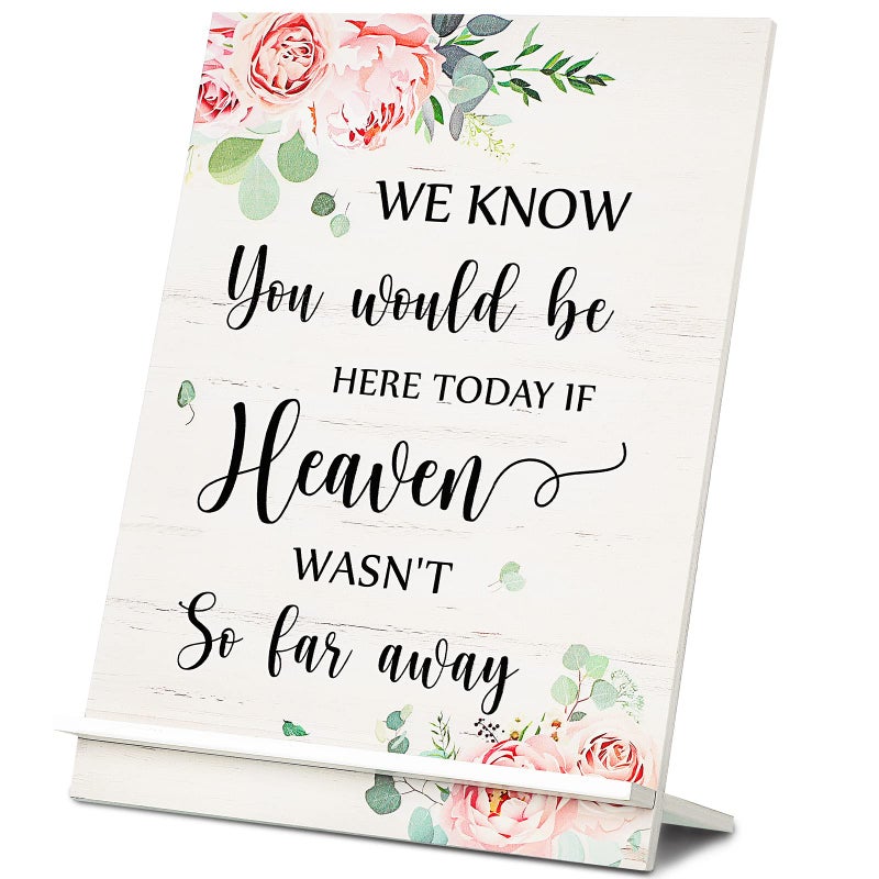 Blulu Wooden Wedding Memorial Sign We Know You Would Be Here If Heaven Wasnt So Far Away Memorial Rustic Table Sign for WeddingElegant Style