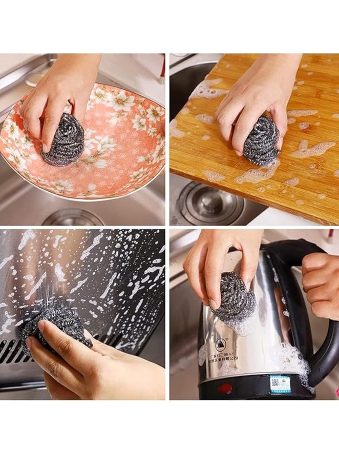 Spaceshoop Kitchen Stainless Steel Sponges Scourer Set for Uncoated Cookware,Pot Brush,Stovetops,Grill,Removing Tough Dirt  - Image 5