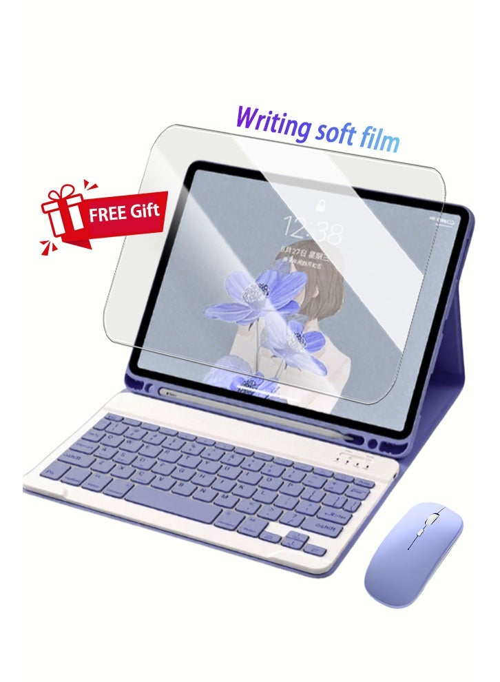 Yaqeen Honor Pad 9 12.1-Inch Case, Detachable Bluetooth Keyboard Case Anti-Fall Shockproof , Pad 9 Cover Built-In Pen Slot /Flip-Top Smart Wake-Up-Off/AED 89 Gift Set Screen Protector/ Keyboard Defender/Writing Pen/Leather Case-Purple - Image 3