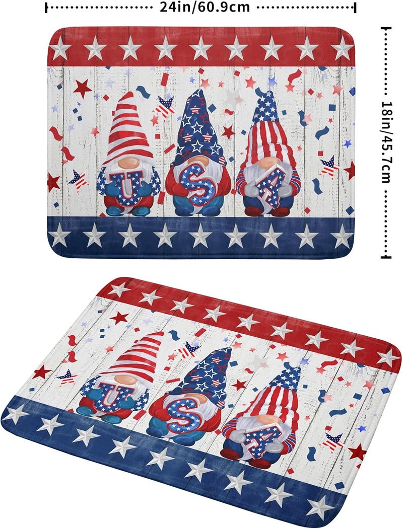 Giwawa 4th of July Gnomes Dish Drying Mat 18x24 inch Patriotic Elf Usa Stars Dish Drainer Mats Independece Day Large Microfiber Dish Drying Pad for Kitchen Countertop Holiday Decor - Image 2