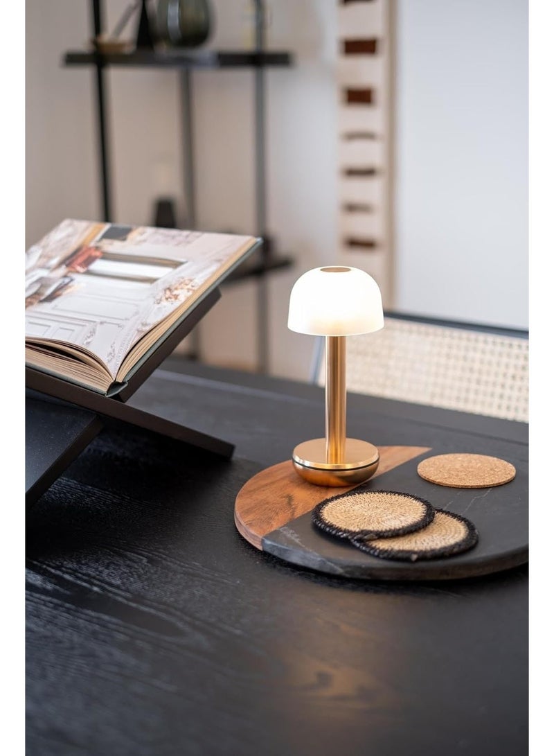 HUMBLE Two Wireless Portable LED Gold Frosted Shade Table Light Dimmable Mood Lighting Indoor Outdoor Cosy Warm Long Lasting Dining Home Garden Waterproof Design IP65 - Image 1