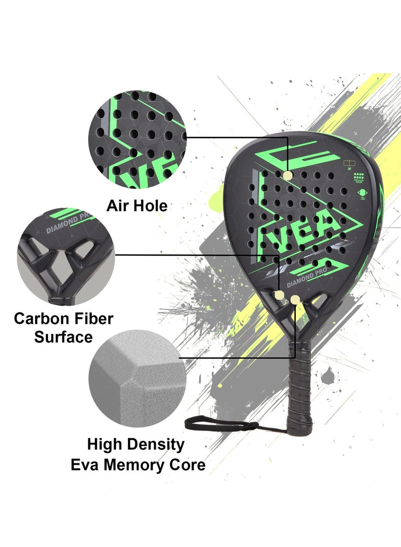 VEA Diamond Pro Padel Racket with Cover - Carbon Fiber Racquet, Lightweight, EVA Core - Professional Performance - Image 5
