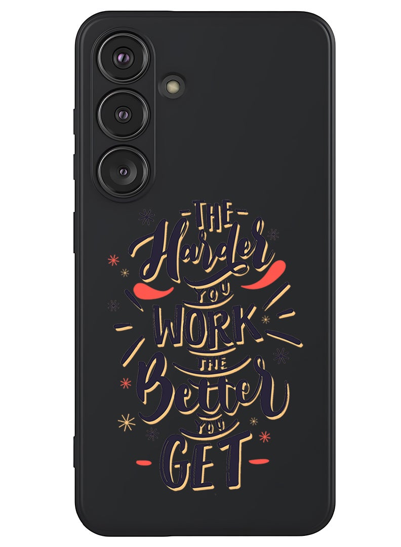 Theodor Protective Slim Fit Case Liquid Silicone Cover with Full Body Protection Anti-Scratch Shockproof Case For Samsung Galaxy S25 (Black) - Harder you work Better you get  - Image 1