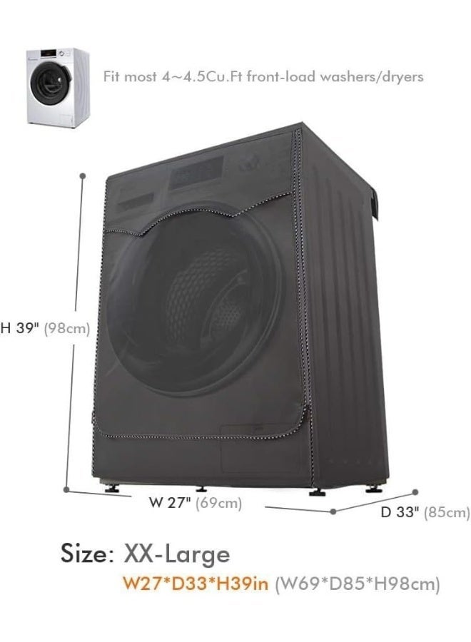 ChicAbode غطاء الغسالة لغسالة الحمل الأمامي والمجفف ، غطاء نسيج أكسفورد مقاوم للماء من 4 جوانب مع سحاب ، يناسب آلات التحميل الأمامية 7.5-12KG (أسود ، 27 × 33 × 39 بوصة) - Image 2