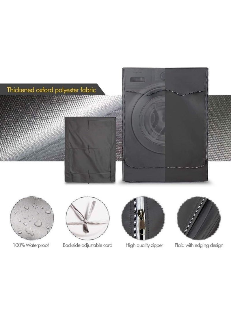 ChicAbode غطاء الغسالة لغسالة الحمل الأمامي والمجفف ، غطاء نسيج أكسفورد مقاوم للماء من 4 جوانب مع سحاب ، يناسب آلات التحميل الأمامية 7.5-12KG (أسود ، 27 × 33 × 39 بوصة) - Image 5