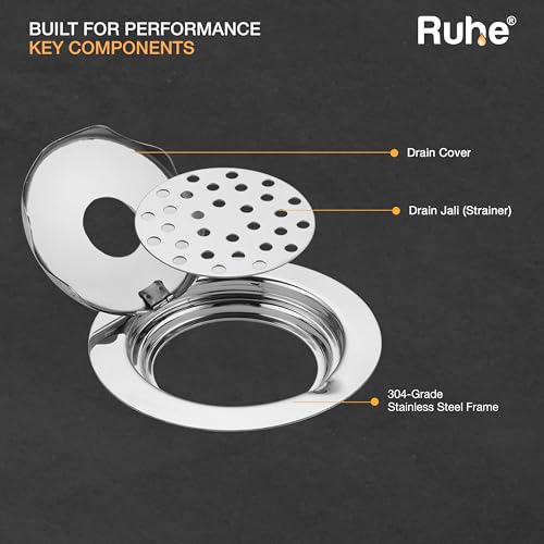Ruhe® Floor Drainer | Premium Grade Stainless Steel Gemini Round with Hole Floor Drainer/Jali Set of 1 (5 Inch) - Image 5