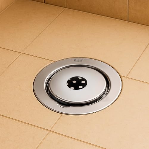Ruhe® Floor Drainer | Premium Grade Stainless Steel Gemini Round with Hole Floor Drainer/Jali Set of 1 (5 Inch) - Image 1