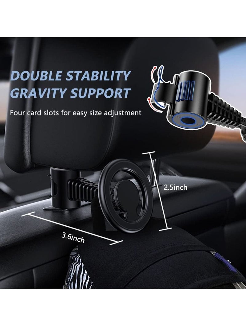 Y&D Car Headrest Mount Compatible for MagSafe Mount, Seat Hook Magnetic Phone Holder Car, Backseat Hooks Suitable iPhone 14/13/12 All Grocery Bags Handbag - Image 4