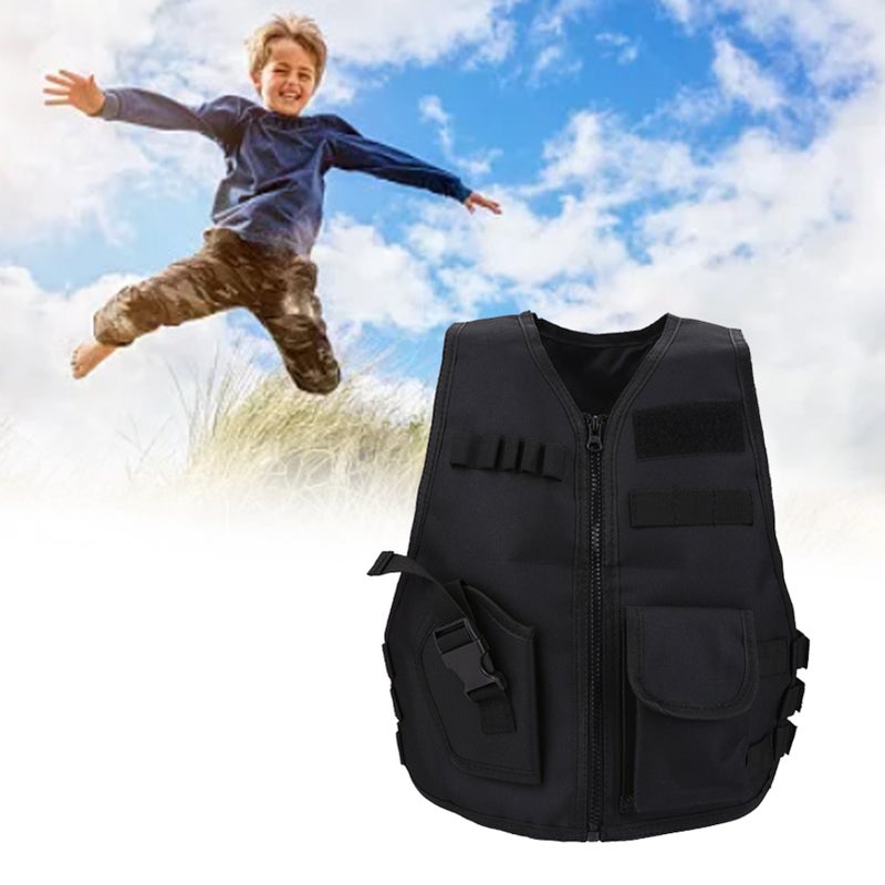 Breathable Children Kids Vest Protective Waistcoat for Outdoor Hunting Combat Games Black S - Image 1