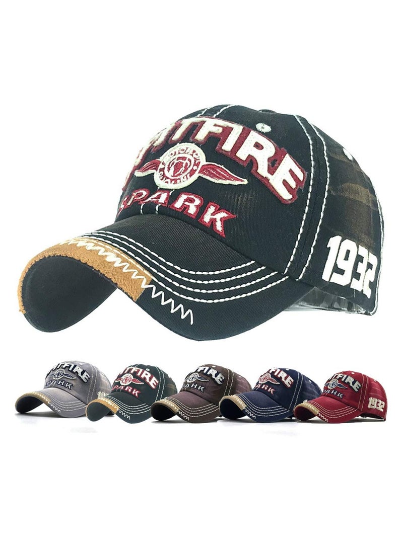 SYOSI Distressed Baseball Cap for Mens Vintage Trucker Hat  Cotton Embroidered Snapback Casual Baseball Cap for Unisex - Black - Image 1