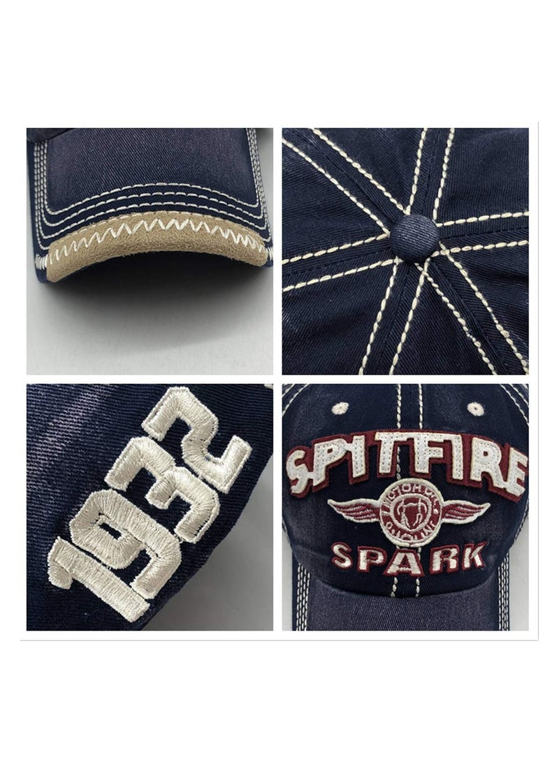 SYOSI Distressed Baseball Cap for Mens Vintage Trucker Hat  Cotton Embroidered Snapback Casual Baseball Cap for Unisex - Black - Image 3