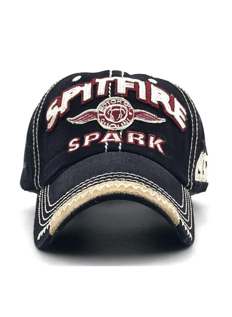 SYOSI Distressed Baseball Cap for Mens Vintage Trucker Hat  Cotton Embroidered Snapback Casual Baseball Cap for Unisex - Black - Image 5