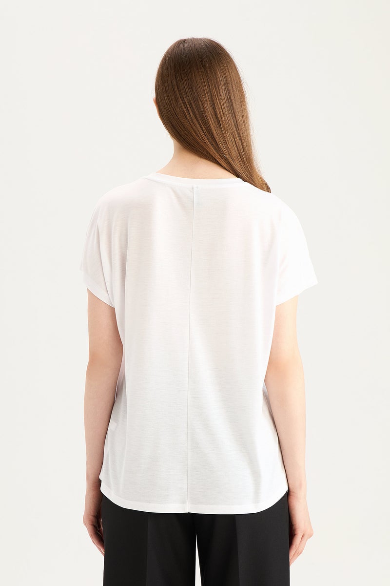DeFacto Woman Crew Neck Basic Short Sleeve White T-Shirt  - Image 2