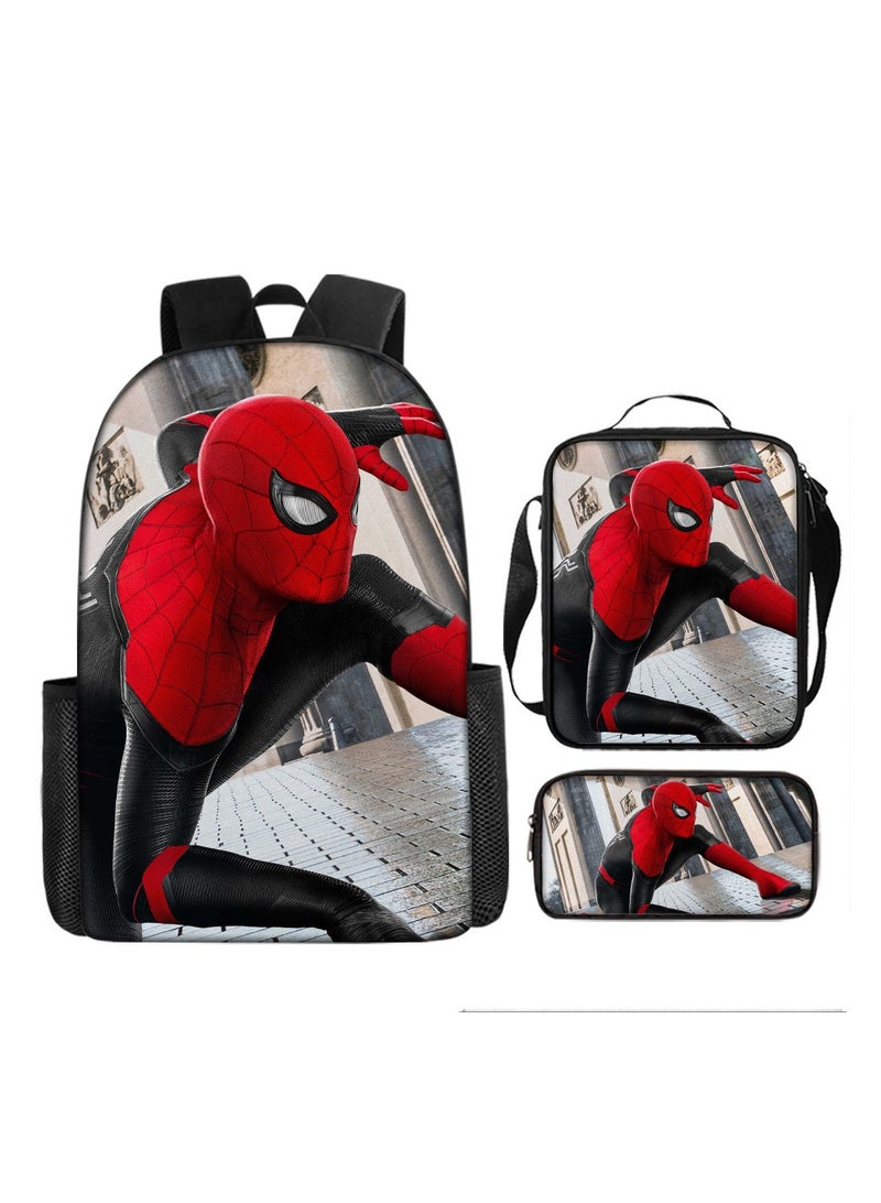 Backpacker حقيبة ظهر مدرسية للأطفال بطباعة رقمية من الرسوم المتحركة Spider-Man مقاس 29*16*42 سم + حقيبة كتف مقاس 19*6*23 سم + حافظة أقلام مقاس 24*7*11 سم مجموعة من ثلاث قطع - Image 1