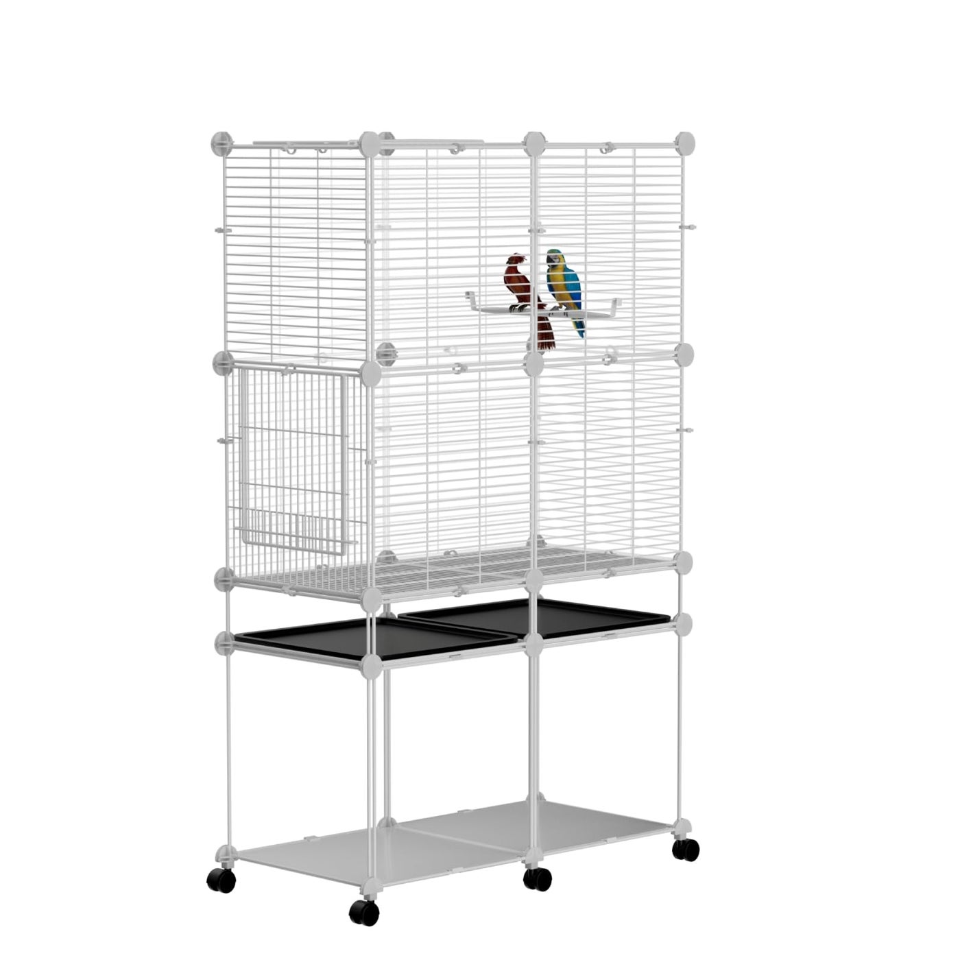 STILLCOVE Standing Large Bird Cage, Parakeet Cage with Detachable Stand & Wheels, Wide Flight Birdcage for Parrot Cockatiel Conure Budgie Canary Finch Lovebird