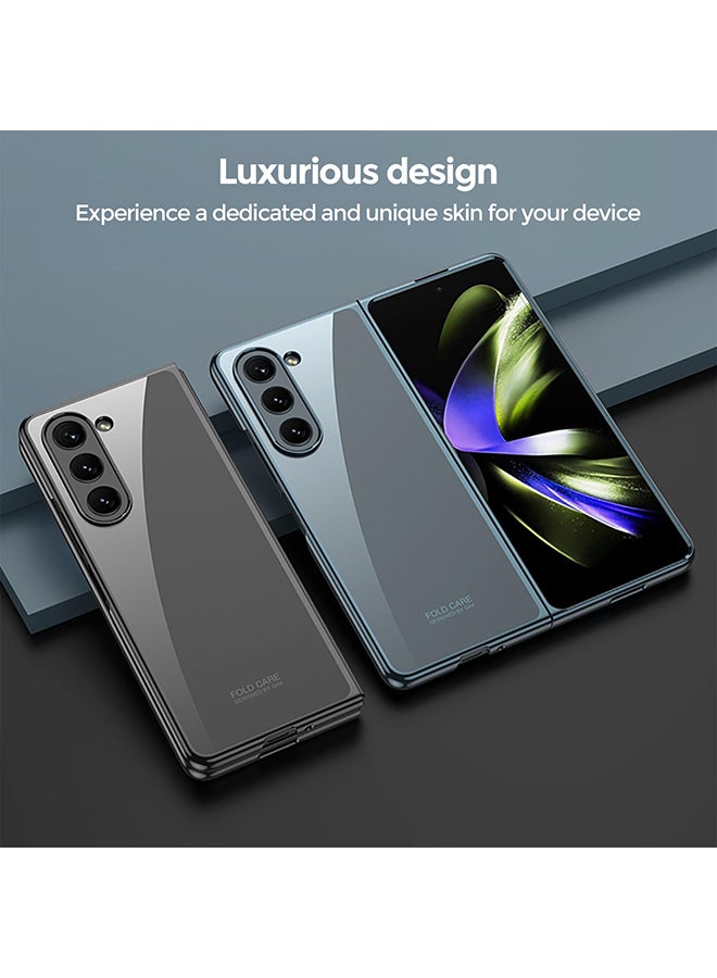 O Ozone غطاء لهاتف Samsung Galaxy Z Fold 5 5G جراب رفيع وخفيف الوزن من مادة البولي كربونات الصلبة والكريستال الناعم والواقي من الصدمات - شفاف - Image 3