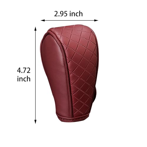 Cxtiy Gear Shift Knob Cover PU Leather Car Stick Shift Knob Cover Universal Fit for Most Cars, Non-Slip Gear Shifter Protector, Stylish Gear Shift Hoodie (Wine red) - Image 5