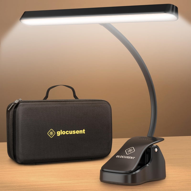 Glocusent Music Stand Light: 57 LED Super Bright Piano Light with EVA Carrying Case, 3 Color & 5 Brightness, Rechargeable & 140-Hr Long Lasting, Perfect for The Piano, Sheet Music - Image 1