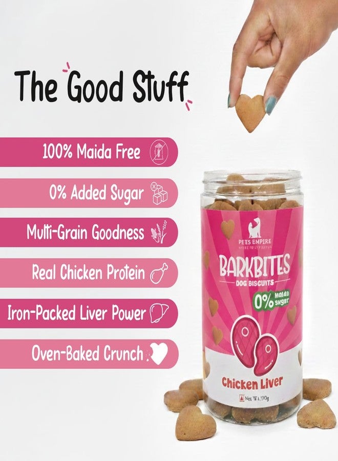 PETS EMPIRE BARKBITES Chicken Liver Biscuit Jar for Dogs 350g - Healthy Dog Treats with No Maida, No Sugar, No Salt - Crunchy & Nutritious Biscuits for Training and Rewards - Image 3