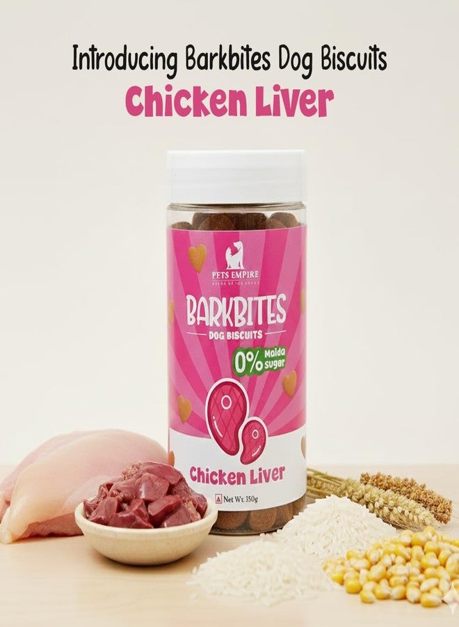 PETS EMPIRE BARKBITES Chicken Liver Biscuit Jar for Dogs 350g - Healthy Dog Treats with No Maida, No Sugar, No Salt - Crunchy & Nutritious Biscuits for Training and Rewards - Image 2