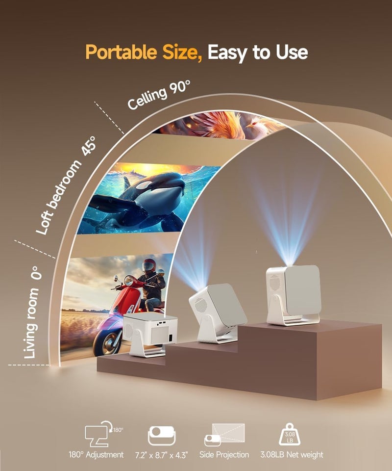 ماجكوبيك مشروع عرض ذكي يدعم تقنيات 4K و8K، مشروع عرض محمول يدعم واي فاي 6 (Wifi6) وبلوتوث 5.4، يوفر سطوعًا يصل إلى 600 ANSI لومن، يتمتع بخاصية التركيز التلقائي وتجنب العقبات، مشروع عرض صغير بدقة 1080P مناسب للاستخدام المنزلي والخارجي، موديل Magcubic HY350Max - Image 5