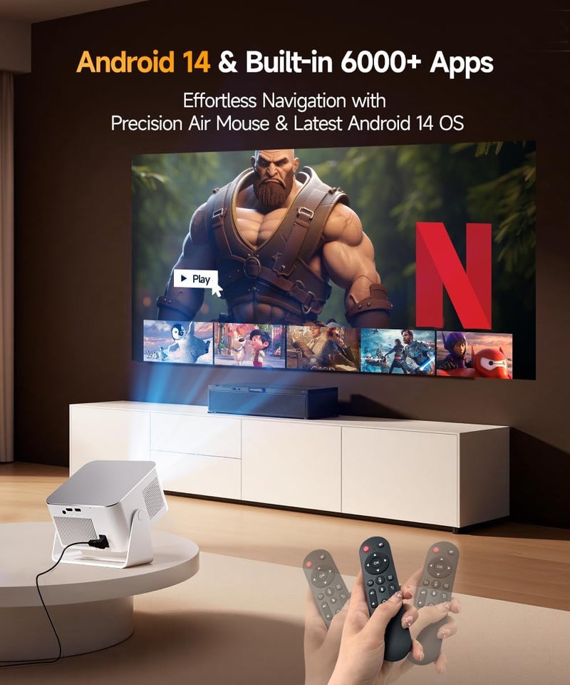ماجكوبيك مشروع عرض ذكي يدعم تقنيات 4K و8K، مشروع عرض محمول يدعم واي فاي 6 (Wifi6) وبلوتوث 5.4، يوفر سطوعًا يصل إلى 600 ANSI لومن، يتمتع بخاصية التركيز التلقائي وتجنب العقبات، مشروع عرض صغير بدقة 1080P مناسب للاستخدام المنزلي والخارجي، موديل Magcubic HY350Max - Image 3