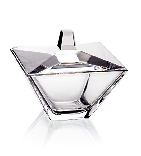 Barski - European Glass - Square - Covered - Candy - Nut - Chocolate - Jewelry - Box - 4.2" Diameter - Made in Europe - Image 3