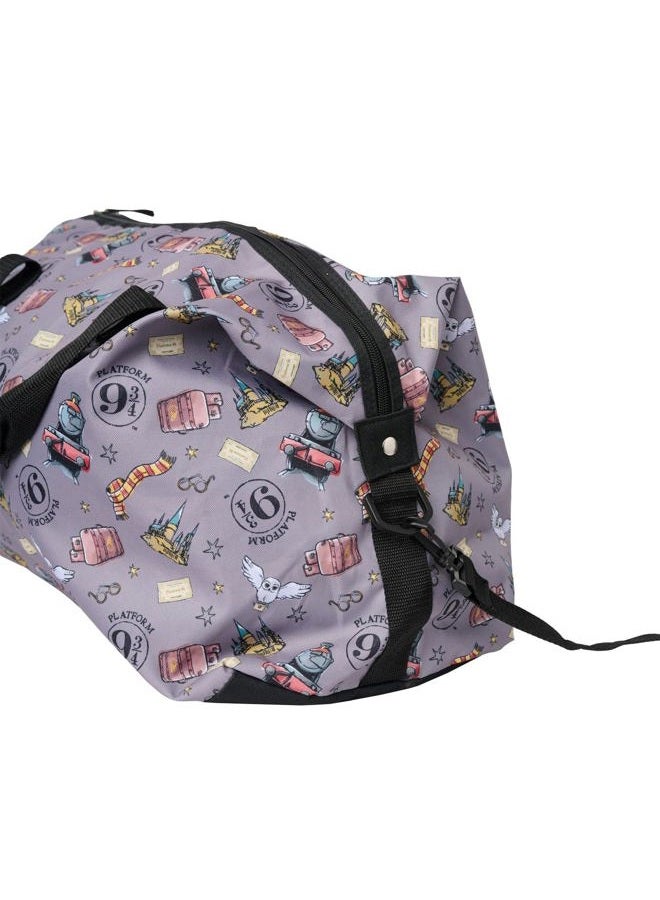Harry Potter Tote Duffel Bag Hogwarts All Over Print Owl Glasses Carry On Travel, Grey, One size - Image 5