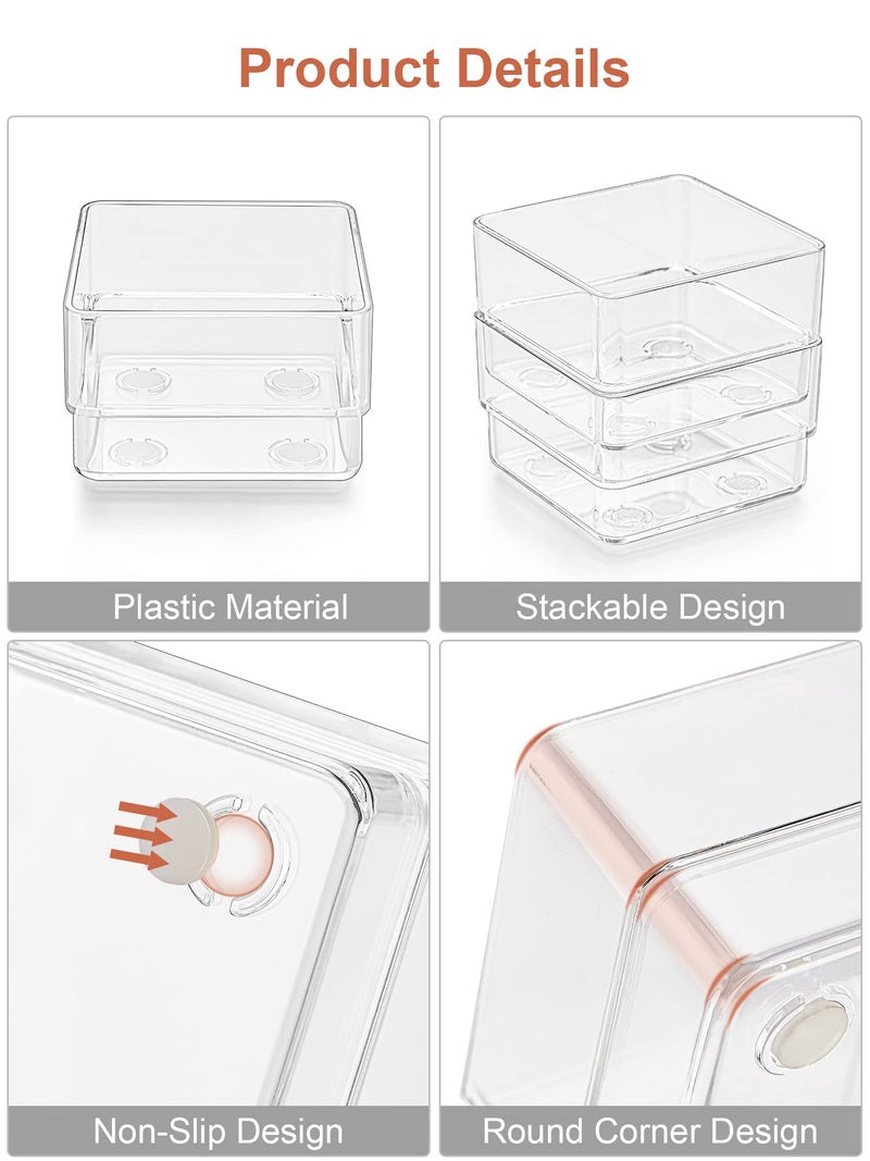SMARTAKE 22-Piece Drawer Organizer with Non-Slip Silicone Pads, 4-Size Clear Desk Drawer Organizer Trays Storage Tray for Makeup, Jewelries, Utensils in Bedroom Dresser, Office and Kitchen, Clear - Image 5