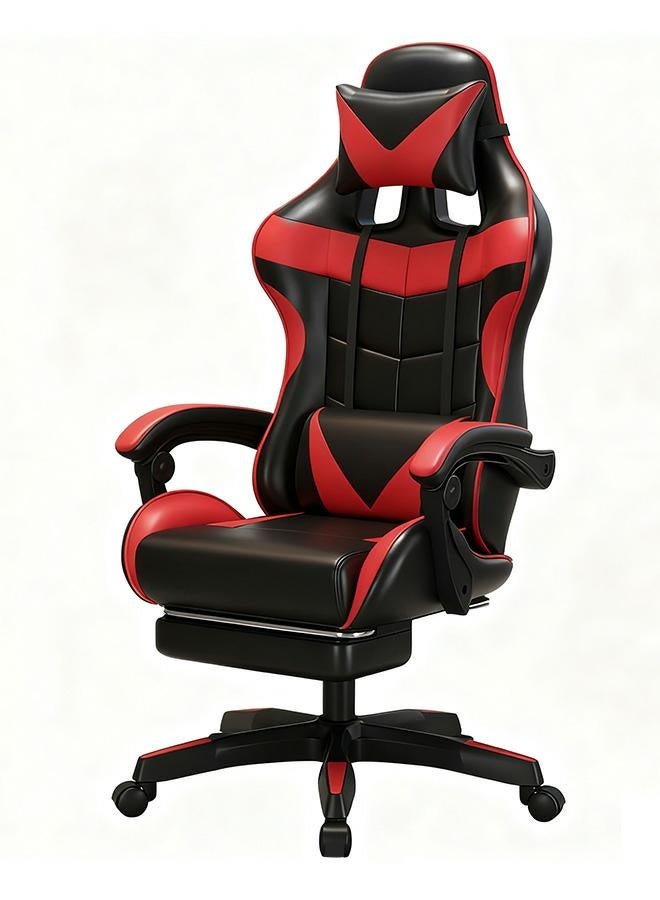FUOE Gaming Chair Adjustable Computer Chair Pc Office Pu Leather High Back Lumbar Support Comfortable Armrest Headrest 82X29X59 Cm - Image 1