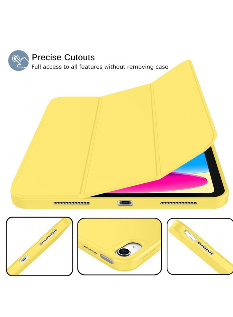 ميجوفاست حافظة iPad 10.9 بوصة 2022 (الجيل العاشر) مع حامل قلم رصاص وحامل ثلاثي الطي وغطاء خلفي ناعم من مادة TPU مع خاصية التنبيه/السكون التلقائي أصفر - Image 4