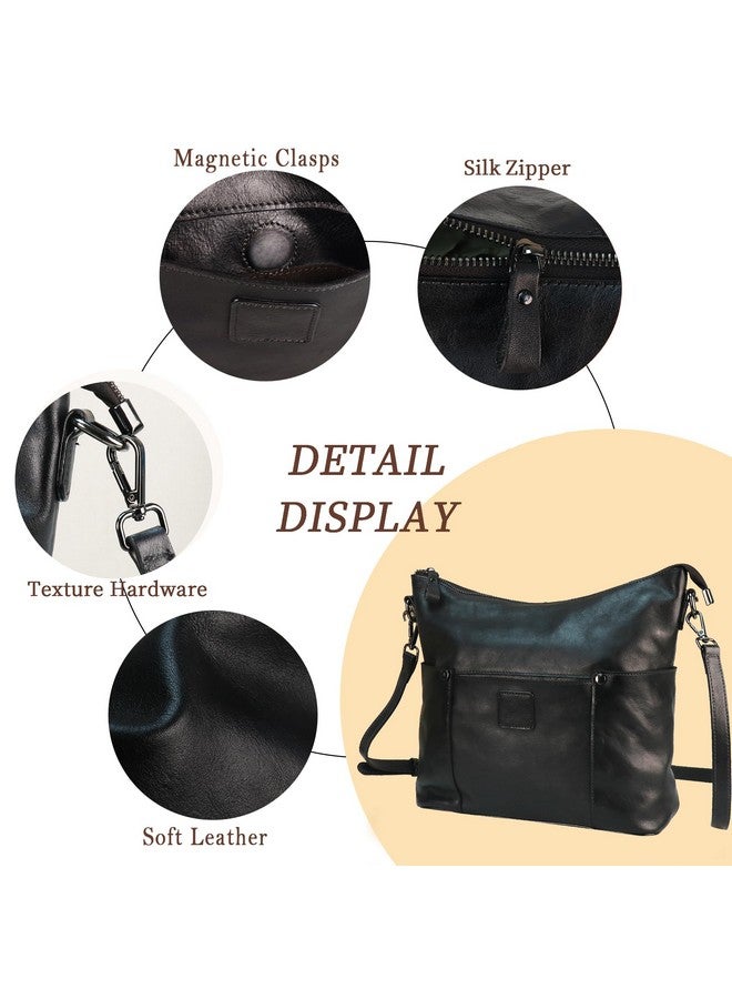 LETEULO Hobo Bag for Women Crossbody Bag Purse and Handbag Leather Shouler Bags (Black) - Image 2
