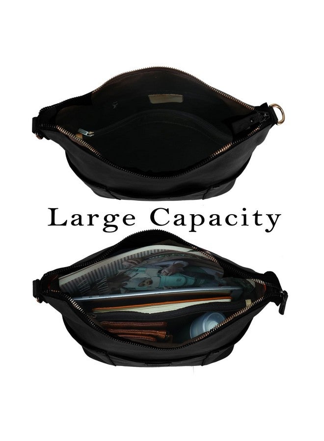 LETEULO Hobo Bag for Women Crossbody Bag Purse and Handbag Leather Shouler Bags (Black) - Image 3