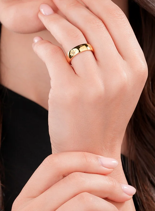 POLICE Galaxy Gold Plated Ladies Finger Ring With Crystals 52PEJLF0003301