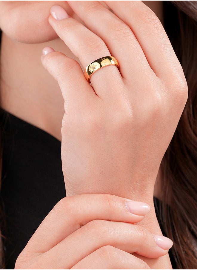 POLICE - Galaxy Gold Plated Ladies Finger Ring With Crystals 52PEJLF0003301 - Image 1