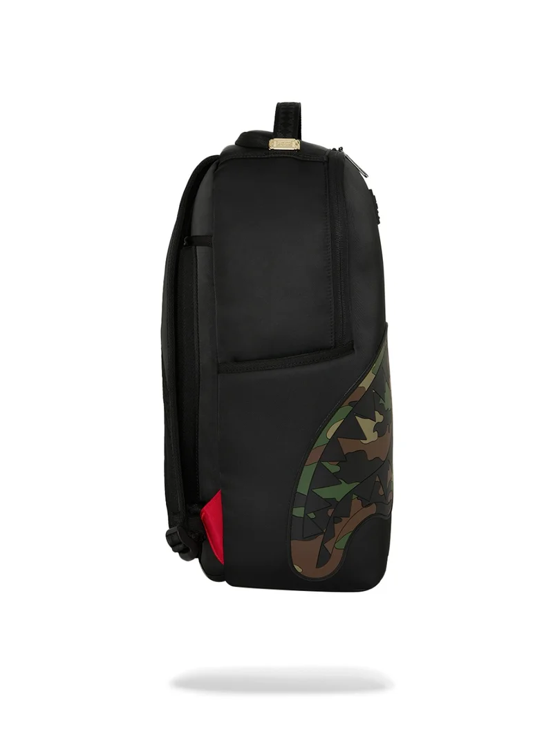 Sprayground  SHARK CENTRAL BLACK NYLON CAMO EMBOSSED SHARK DLXSR BACKPACK  | Best Price UAE