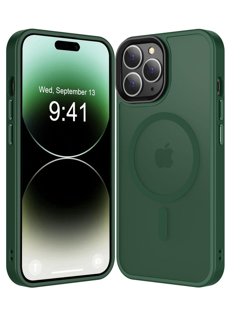 Generic Magnetic Case For iPhone 15 Pro Case Compatible with MagSafe Military Grade Protection Shockproof Translucent Matte Case Anti Scratch Shockproof Phone Case (Green)  - Image 1