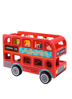 TOOKY TOY لعبة حافلة لندن الخشبية  - Image 3